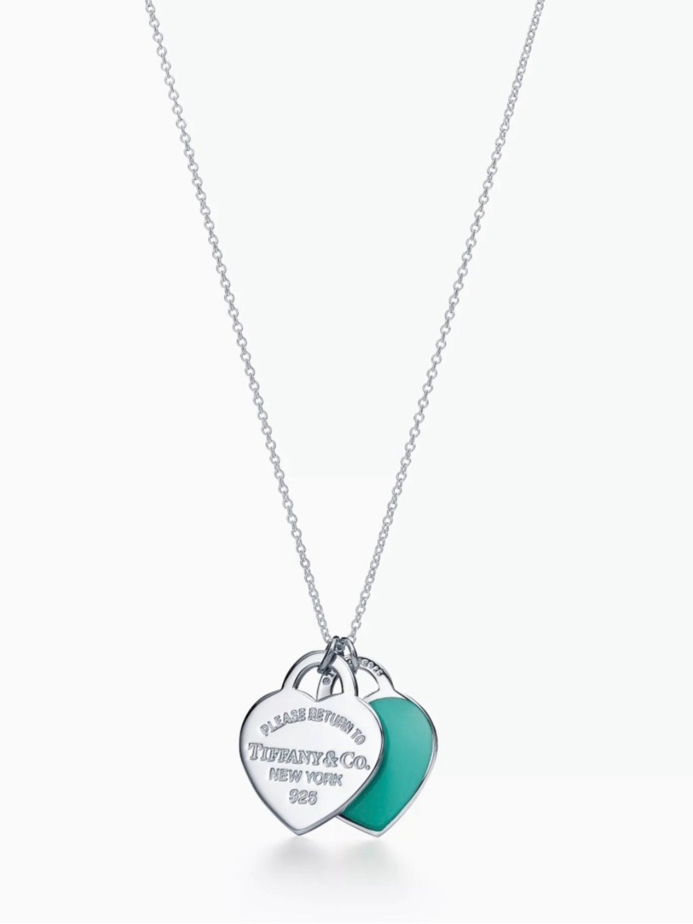 Tiffany & Co. Return to Tiffany Mini Double Heart Tag Pendant Silver Necklace